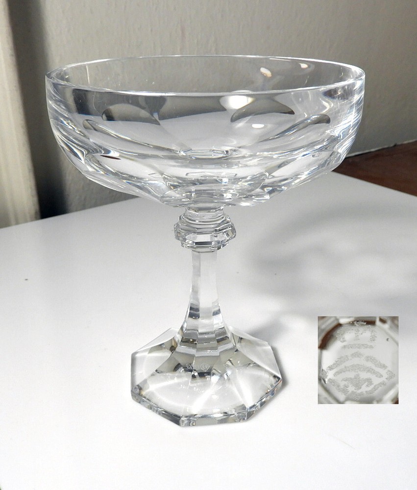 Josair Crystal CREST Champagne/Tall Sherbet Glass(s) EXC Condition