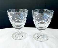 2 VTG Webb Corbett Crystal 4” Wine/Cordials Glasses Prince Charles Pattern