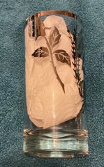 Vtg. 25th Wedding Anniv. Tumbler Glass Silver Rim Silver Floral Design Set Of 4