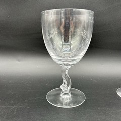 Fostoria Contour Clear Water Goblets Set Vintage Elegant Curved Stem Lot Of 6