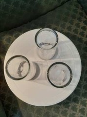 Set of 3 Vtg MCM Dorothy Thorpe Tumblers Platinum Rim Glasses 4 3/4″