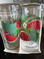 Vintage Anchor Hocking 16 Oz Watermelon Jelly Jar Drinking Glasses NIB Set of 4