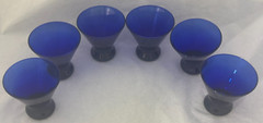 MCM Set of 6 Cobalt Blue 4” Lowball Stemless Cocktail Martini Glasses Barware