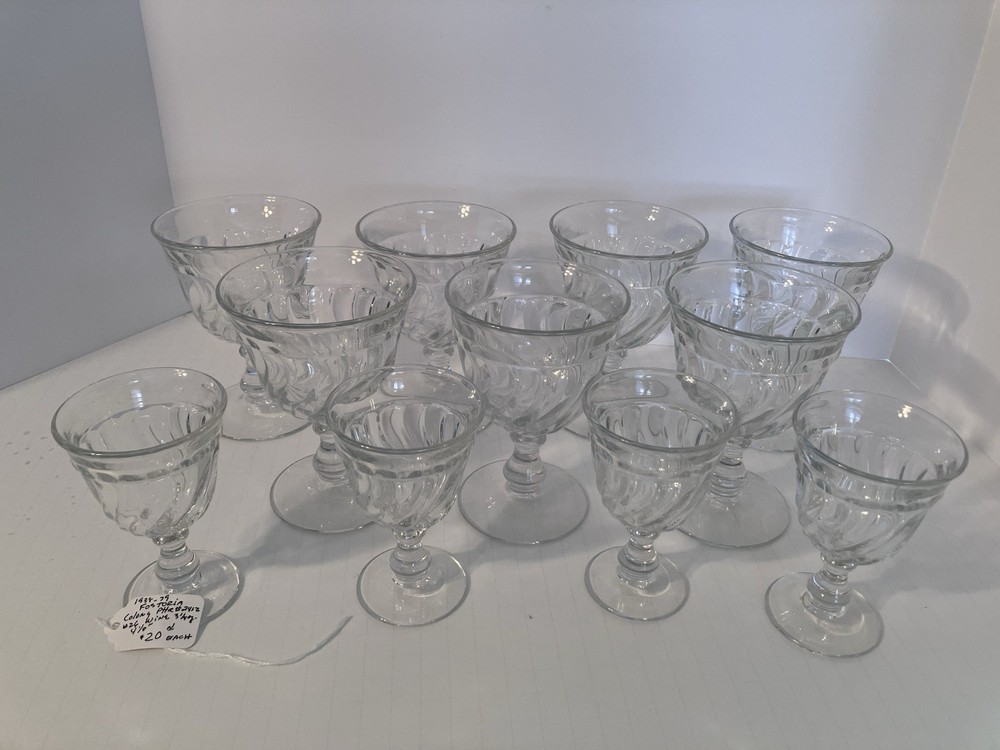 11 Vintage Fosteria Crystal Goblet glasses set 5” And 4” set Colony Style