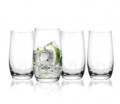 GODINGER CLEAR CLASSIC CONTEMPORARY JUICE CRYSTAL GLASS 16 OZ 6.75″H 4 PCS NEW