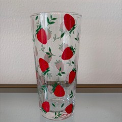 Fig & Fern Strawberry Highball Drinking Glasses Set of 2 Chic Summer Barware New