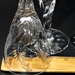 3 Stuart Ellesmere Sherry Glasses 5.25″ cut glass ferns leaves England twist