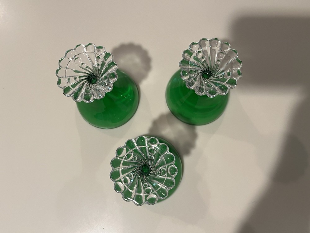 Vintage Anchor Hocking Emerald Green Sherbet /Cordial Glasses Set Of 3 retro