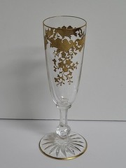 Antique St Louis Crystal Gold Encrusted Gilt Decorated Massenet Toasting Flute