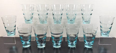 12 Libbey Ripple Aqua Highball Glasses Set Vintage Saturn Optic Tumblers MCM Lot