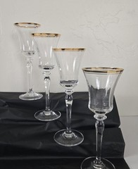 Vintage Mikasa Jamestown Gold Rim Crystal Glasses Wine 8 3/4” X 3” Set Of 4