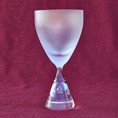 Vintage MURANO Frosted & Clear Wine Glass Hourglass Design with TEARDROP BUBBLE
