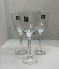 Marc Aurel Crystal Wine Goblet Glass Column Stems Set of 3 New