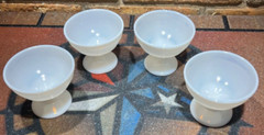 Hazel Atlas Moderntone Platonite White Champagne / Tall Sherbet Glasses (Set 4)