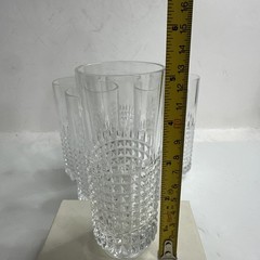 6 Vintage Highball Glasses Clear Pressed Diamond Lattice Cristal d’Arques