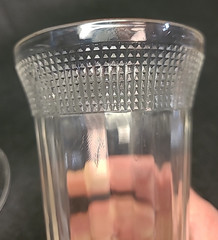 Pair of Clear Depression Glass 8oz Tumblers – Pillar Optic, Stippled Band