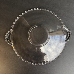 Vintage Candlewick Clear Glass Bubble Edge Serving Tray Plate with Handles 11.5”