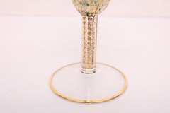 Pair Moser Cut to Clear Cabochon Enamel Scrollwork & Gold Champagne Flutes SET 2
