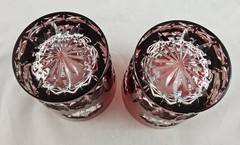 Waterford Crystal Snowflake Wishes for Joy Ruby Red Whiskey Glasses Marked Set 2