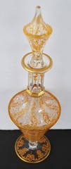Moser Gold Enamel Decanter Goblets Signed