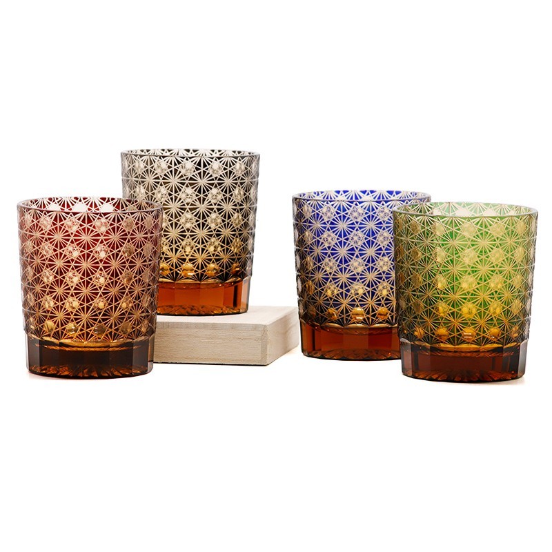 Se Of 4 Colored Crystal Handmade Whiskey Glasses Gift Packing Birthday Gift 9oz