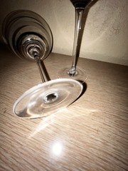 MCM glass Martini Glasses W/ Silver Rings