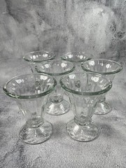 Set Of Six Vintage Libbey 6 Oz Footed Sundae Glasses Pressed Glass Soda Shop