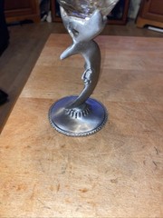 Vintage Pewter Stem Footed Moon Star Juice Glass