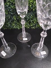 AJKA Crystal Anya Set of Goblets, Water, Wine, and Flute Glasses. Made in Hungry
