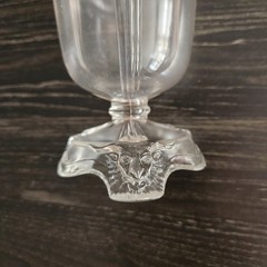 Hobbs Tri Footed Glass EAPG Lion’s Head Base 6″ Water Goblet Light Pink Vintage