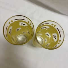 Vintage Pair Gold and Yellow Glass Tumblers