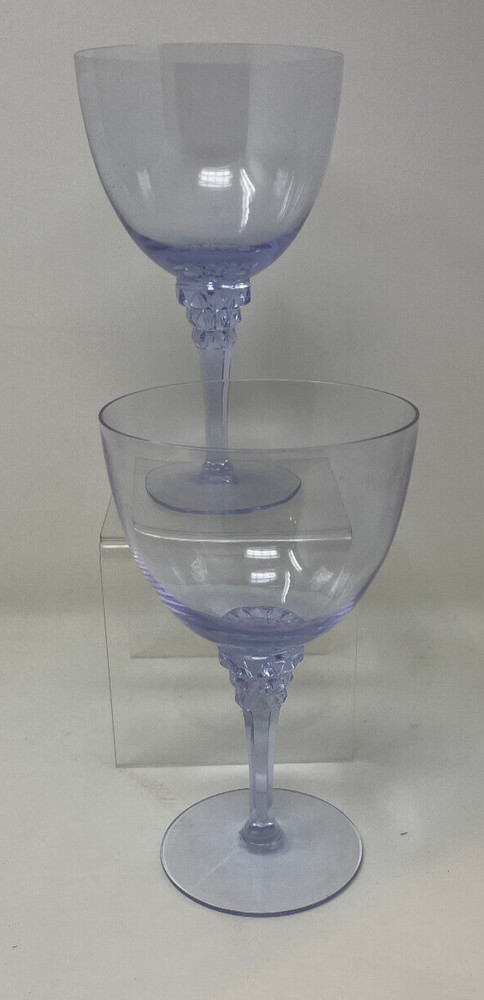 Tiffin Twilight Alexandrite Water Goblet Dichroic Purple Blue Stem 17507 Set of2