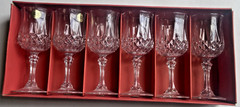 Wine Glasses – 6 French Longchamp Lead Crystal Stemglasses Cristal d’Arques 4.5”