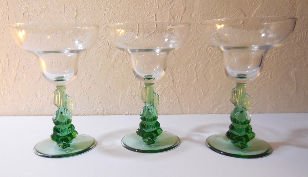 Cristal d Arques Durand SIESTA Man in Sombrero Sleeping Margarita Glass Set 3