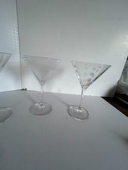 Mikasa Cheers Clear Mix Set of Etched Glass Glasses Martini in box #1