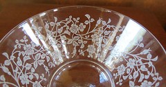 Seneca Rose Lace #176 Floral Etch Crystal Tall Champagne Sherbet(s)