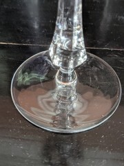 Vtg Ajka Rene Ruby Red Cut Clear Bohemian Crystal Champagne Flute Stemware Glass