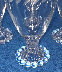 Anchor Hocking Laurel Gray Cut Boopie Footed Juice Glasses Set of 4 Vintage