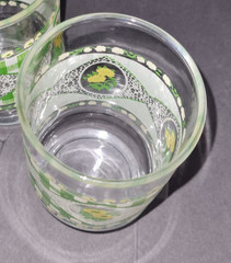 70’s Tumbler Glass Gingham Checked Mid Century Vintage Cottage Core Farm