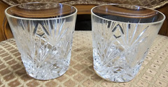 1950s Cut Crystal Whiskey Glasses 2 GORHAM Older Rosewood Pattern Barware