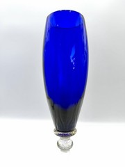 Union Street Glass Sienna (Gold Trim) – Cobalt Blue Champagne Flute, 11 1/2″