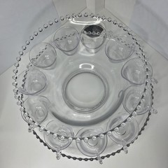 Imperial Candlewick Lot 12″ Punch Bowl Underplate 11 Cups Serving Fork Dip Bowl