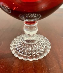 2 Bubble Foot Ruby Red Glass Sherbet Champagne Goblets By Anchor Hocking