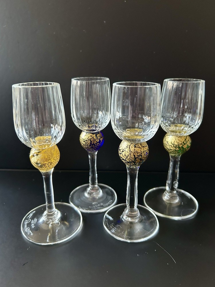 NEW Union Street Glass ‘Manhattan’ CORDIALS Set Of 4 Signed 4.75 Inch Holds 1oz