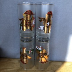 4 Vtg Culver 22K Gold High Ball Glasses Christmas “Yule” Bears W/Box – Festive