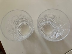 Vtg Pilgrim Adams Clear Raised Fan 3 Old Fashioned Glasses Tumblers 3.5″ MINT