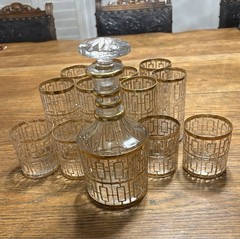 vintage Imperial Barware. 12 Glasses Decanter 22k Gold