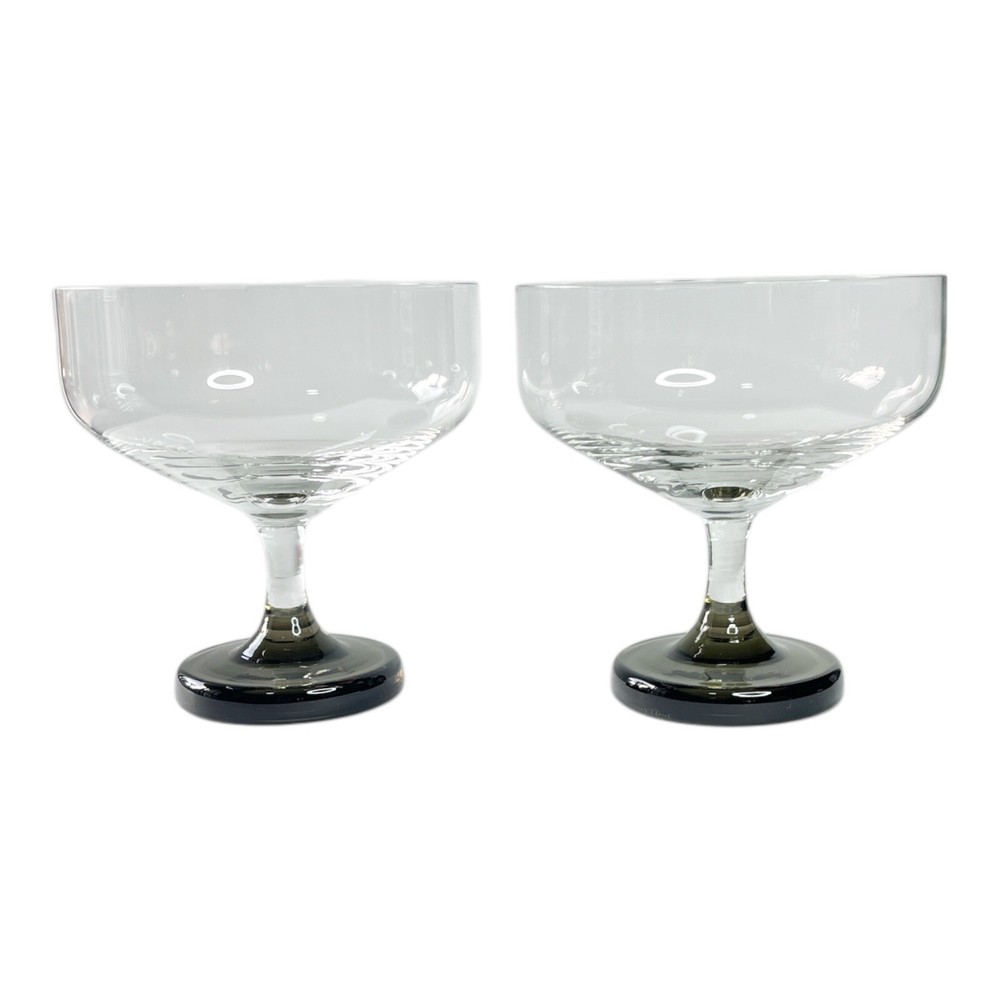 Pair Rosenthal Variation Smoke Champagne/Sherbert Stem Blown Glass Germany 1966