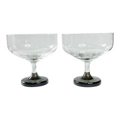 Pair Rosenthal Variation Smoke Champagne/Sherbert Stem Blown Glass Germany 1966
