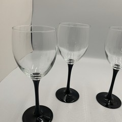 Vintage Black Stemmed Wine Glasses Set of 4